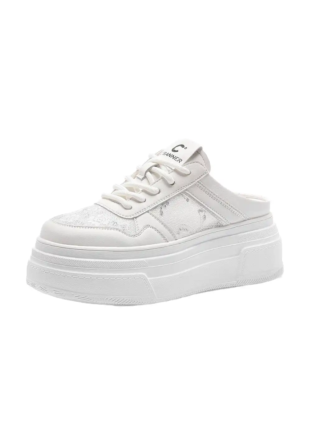 C.BANNER丨Lace Platform Slip-On Mules