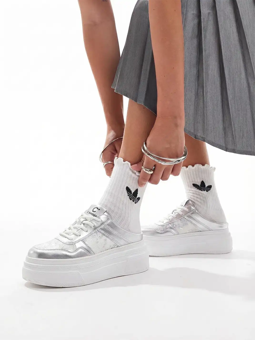C.BANNER丨Lace Platform Slip-On Mules