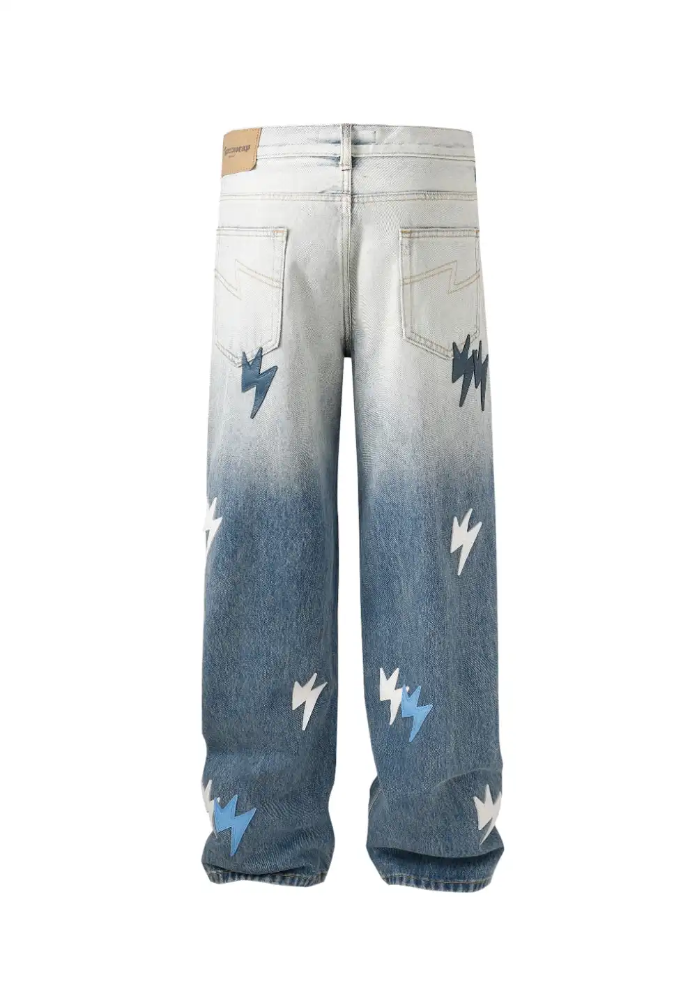 AMEXNOCAP丨Lightning Patch Gradient Stone Jeans