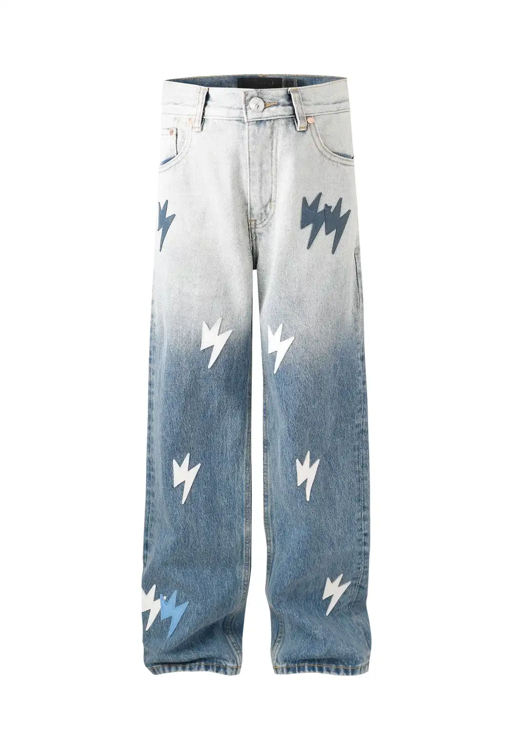AMEXNOCAP丨Lightning Patch Gradient Stone Jeans