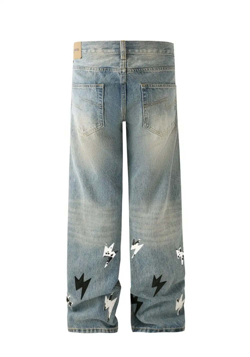 AMEXNOCAP丨Panda Lightning Leather Straight-Wash Jeans