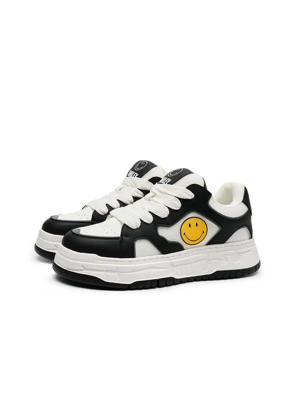 SMILEY丨Fabric-Leather-Mesh Breathable Sports Casual Shoes(Black)
