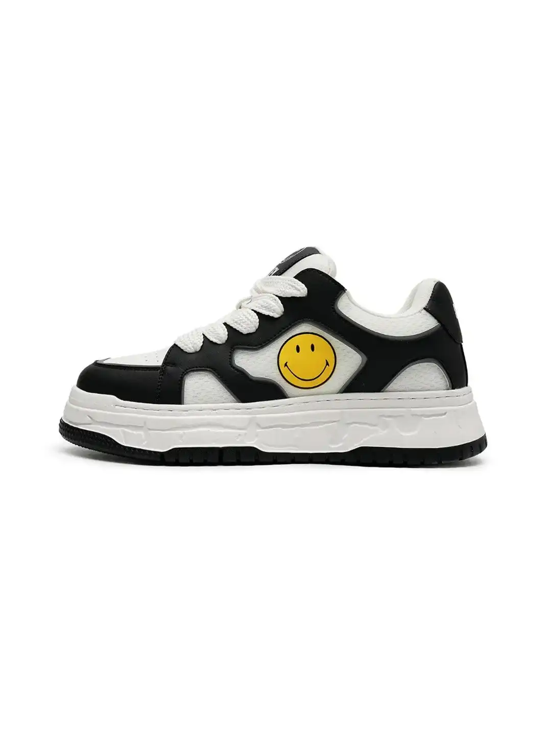 SMILEY丨Fabric-Leather-Mesh Breathable Sports Casual Shoes(Black)