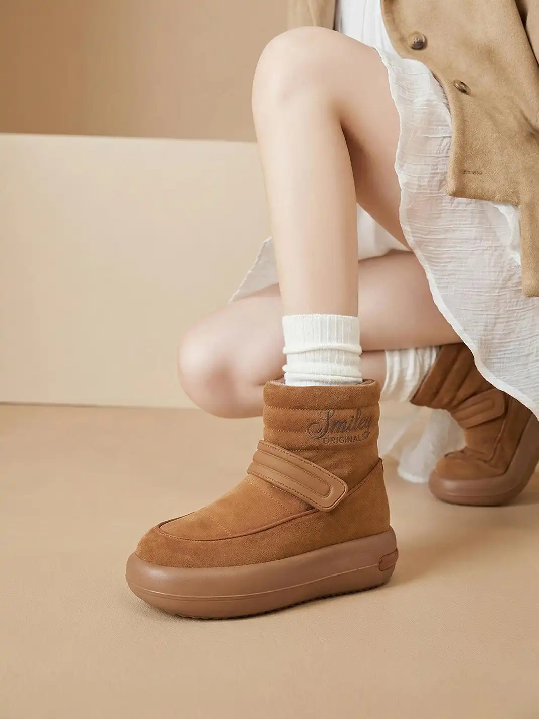 SMILEY丨Unisex Split Leather Snow Boots
