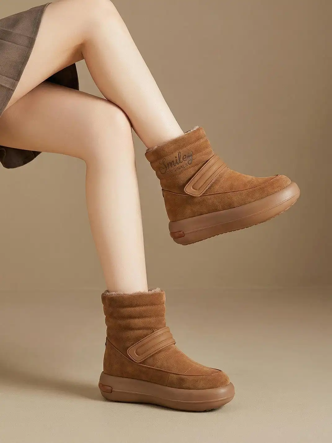 SMILEY丨Unisex Split Leather Snow Boots