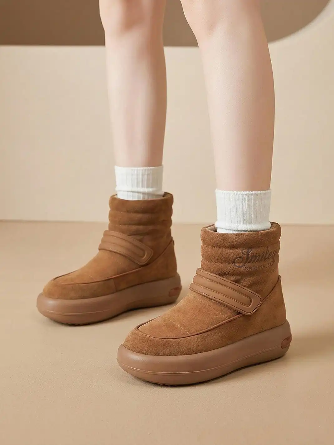 SMILEY丨Unisex Split Leather Snow Boots