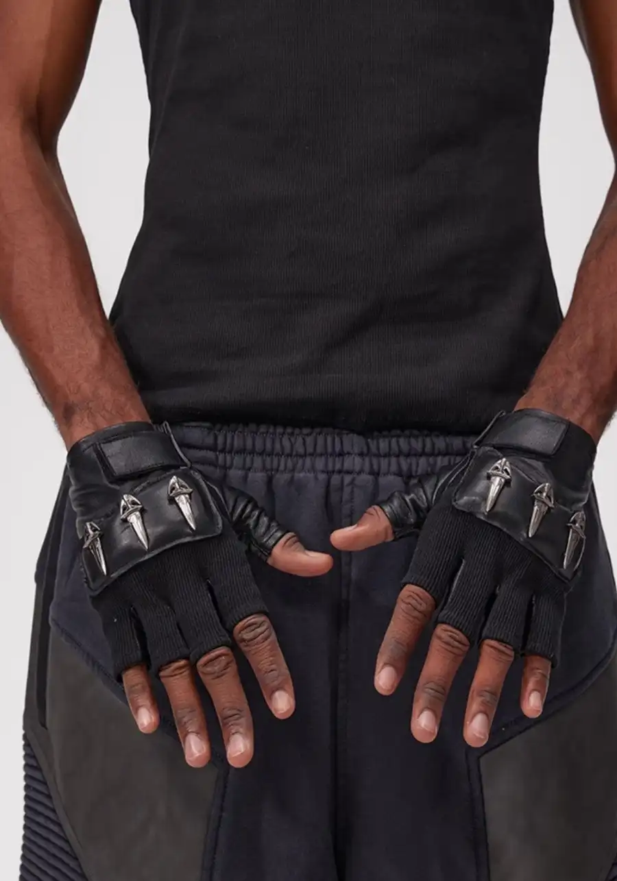 Fourth3ex丨Premium Leather Half-Finger Gloves - 2