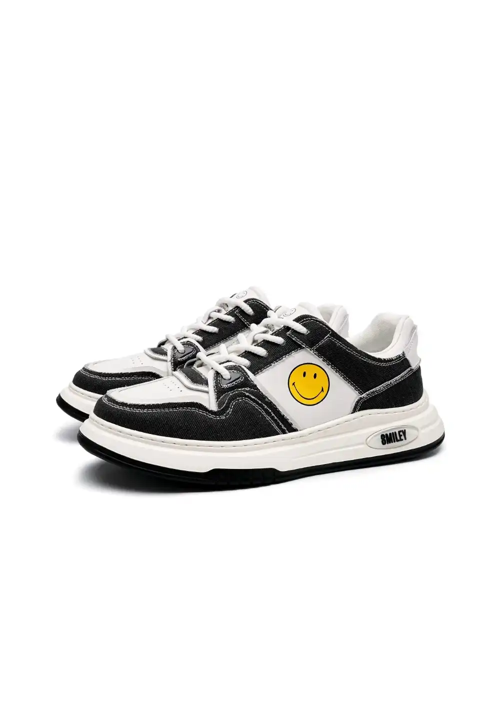 SMILEY丨Split Leather-Fabric Classic Skate Shoes