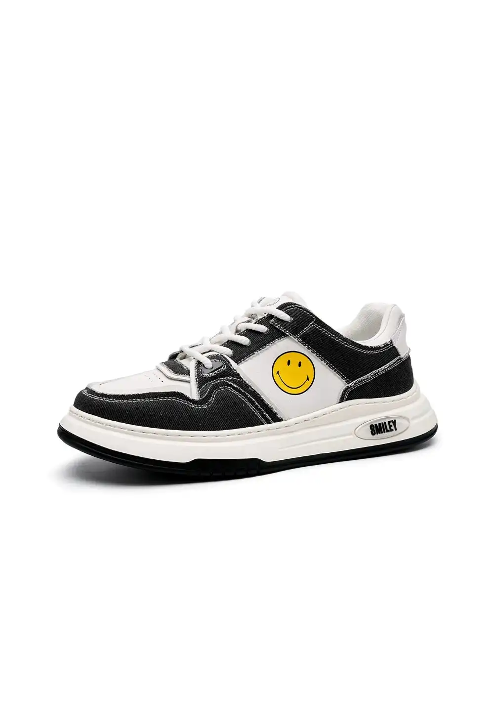 SMILEY丨Split Leather-Fabric Classic Skate Shoes