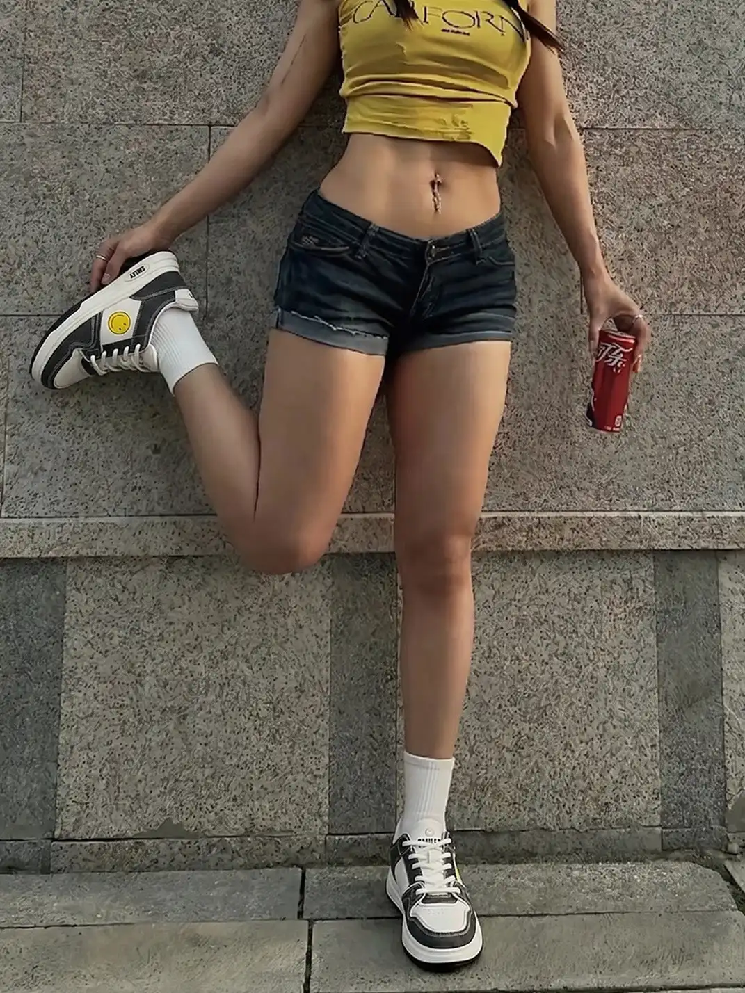 SMILEY丨Split Leather-Fabric Classic Skate Shoes