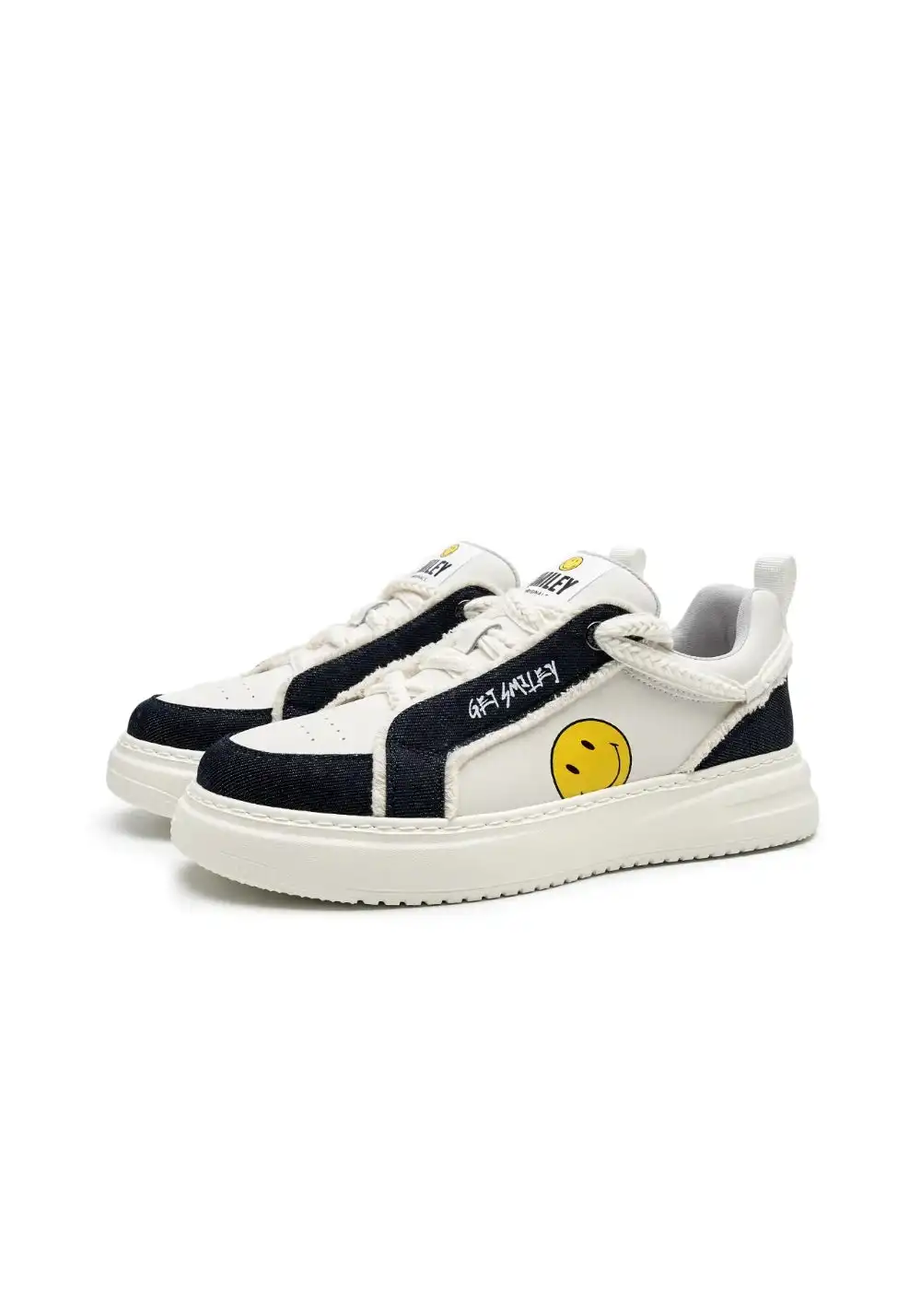 SMILEY丨Split Leather-Fabric Skate Shoes w/ Foam Sole