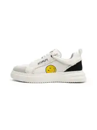 SMILEY丨Split Leather-Fabric Skate Shoes w/ Foam Sole