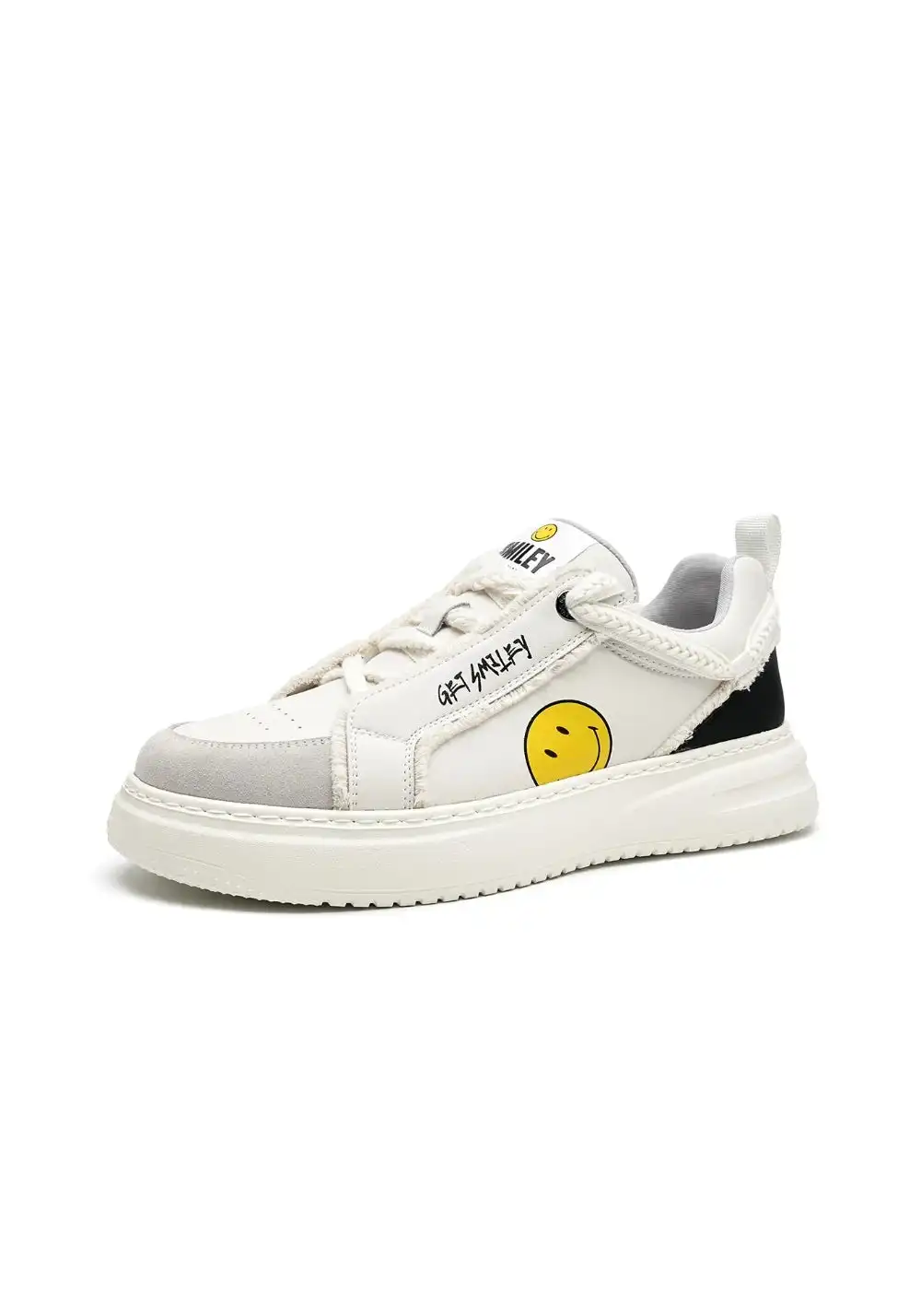 SMILEY丨Split Leather-Fabric Skate Shoes w/ Foam Sole