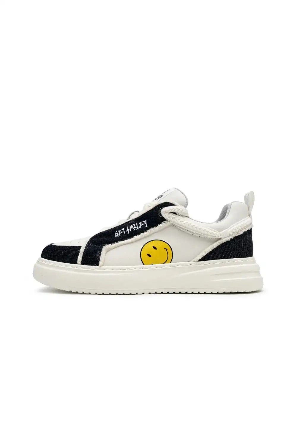 SMILEY丨Split Leather-Fabric Skate Shoes w/ Foam Sole