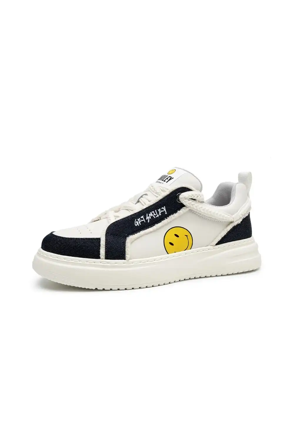 SMILEY丨Split Leather-Fabric Skate Shoes w/ Foam Sole