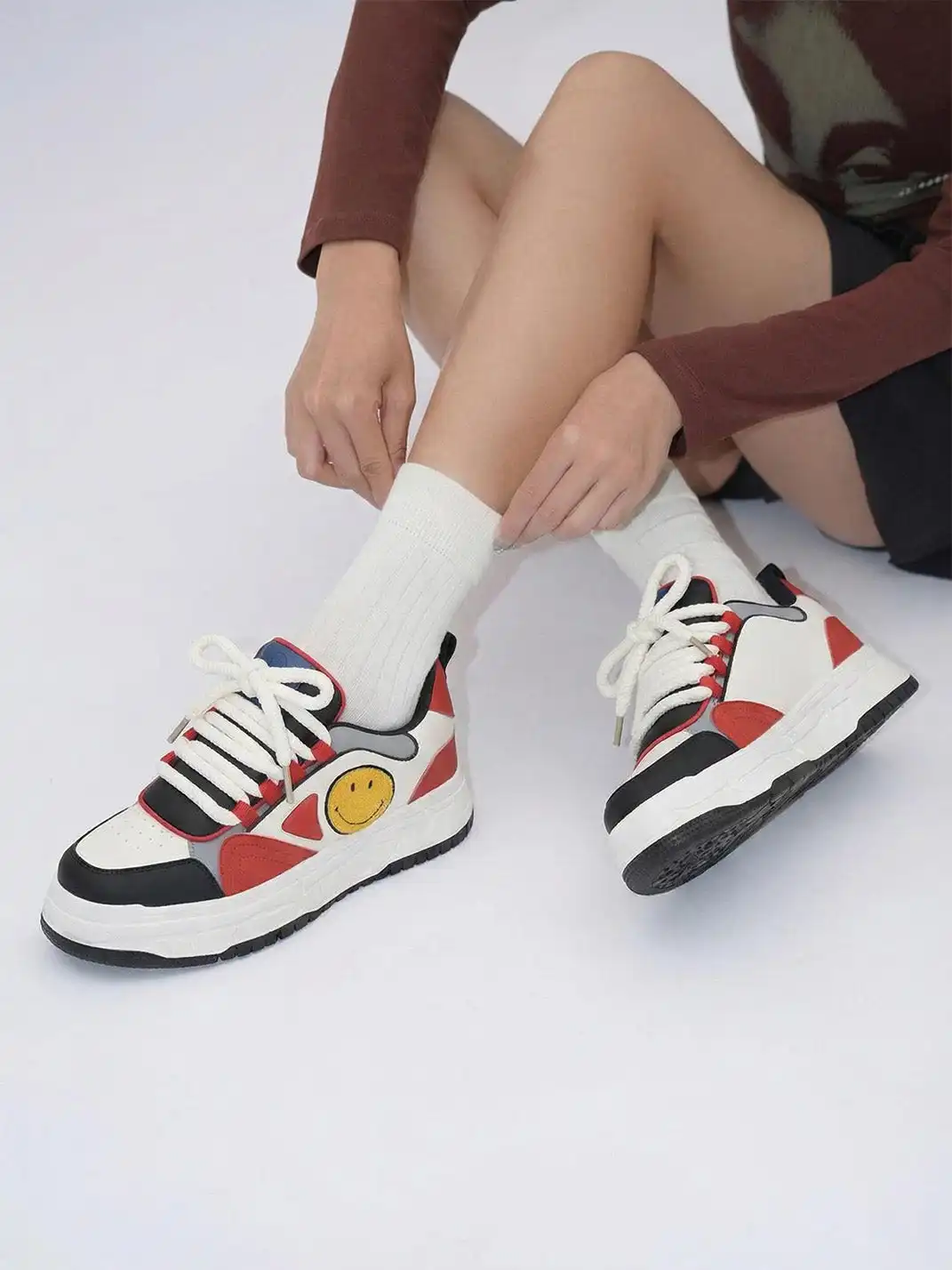 SMILEY丨Men's Synthetic Leather Foam-Sole Sneakers
