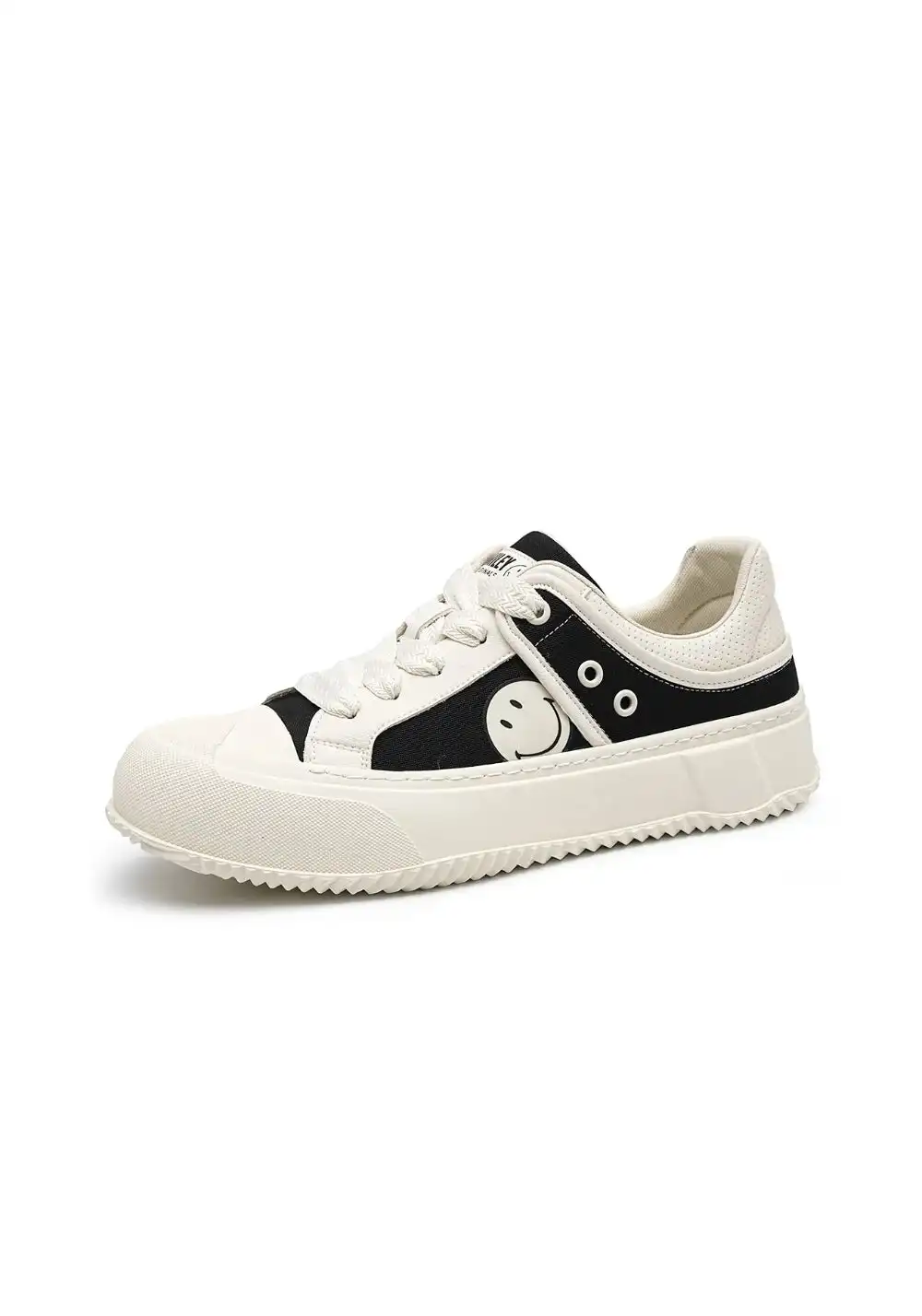 SMILEY丨Split Leather-Fabric Canvas Shoes