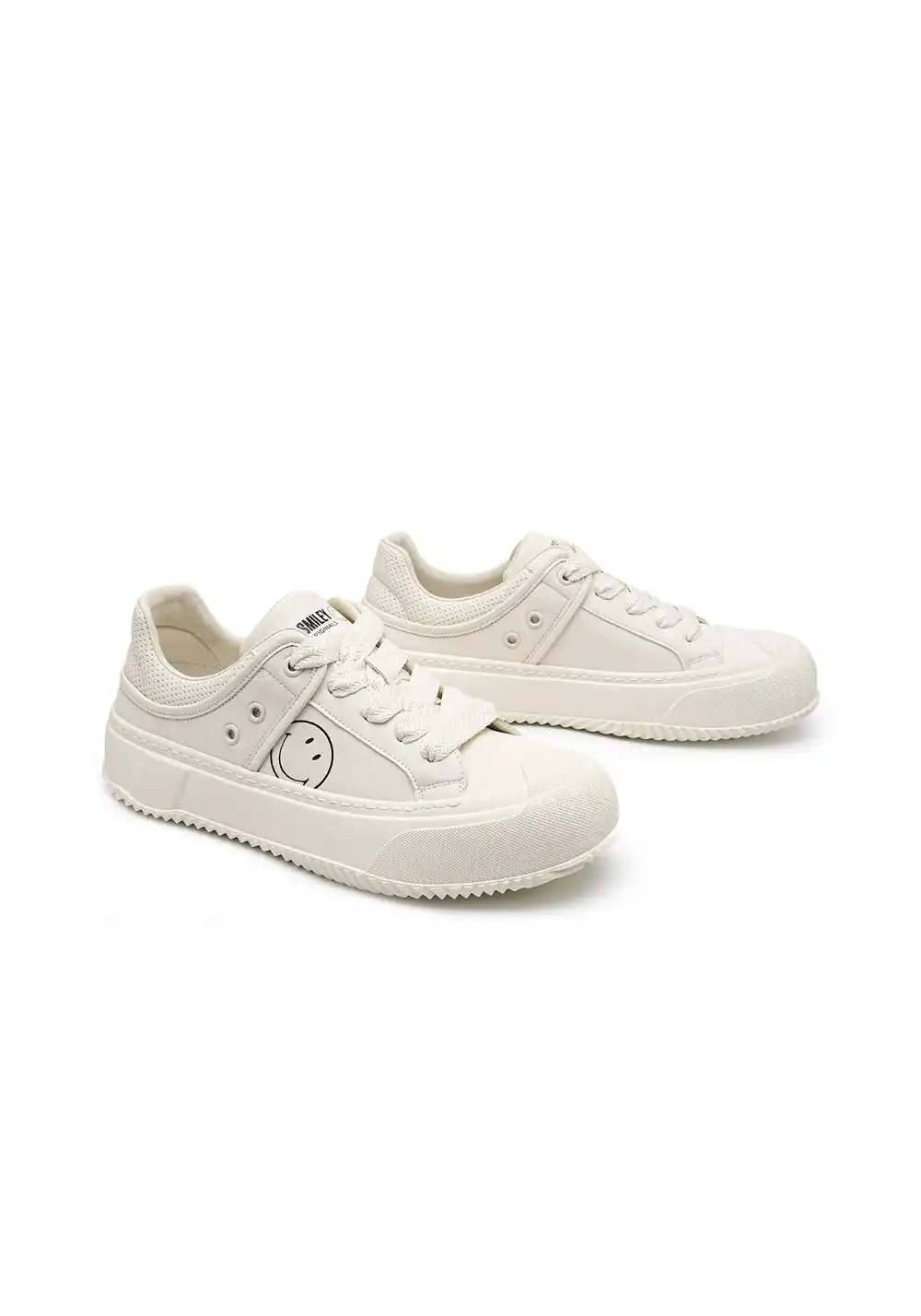 SMILEY丨Split Leather-Fabric Canvas Shoes