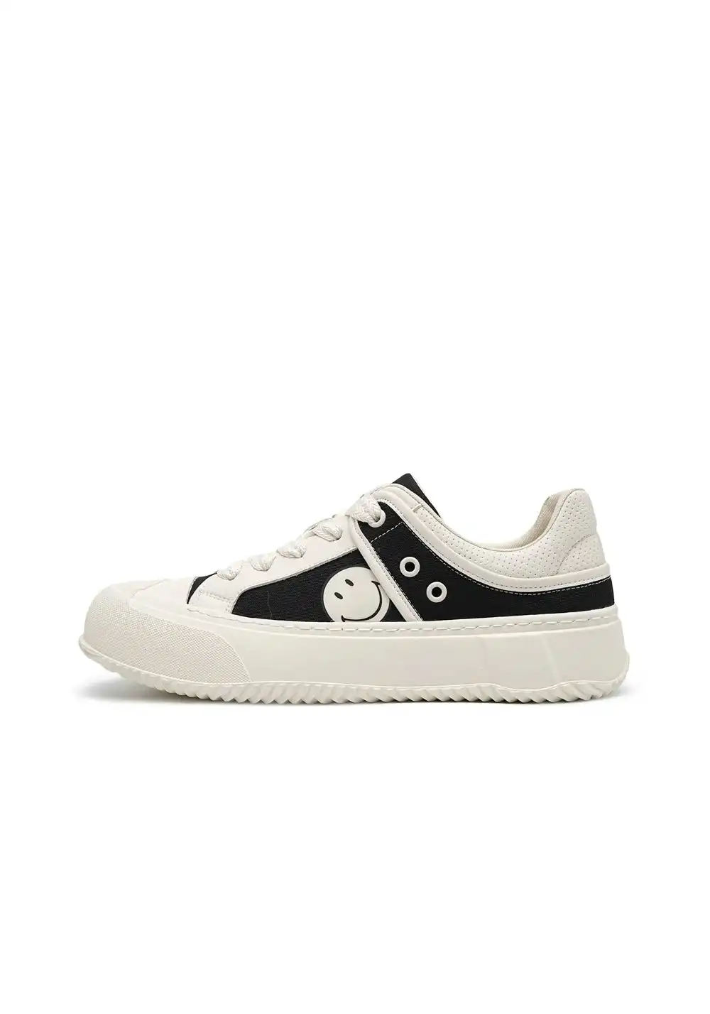SMILEY丨Split Leather-Fabric Canvas Shoes