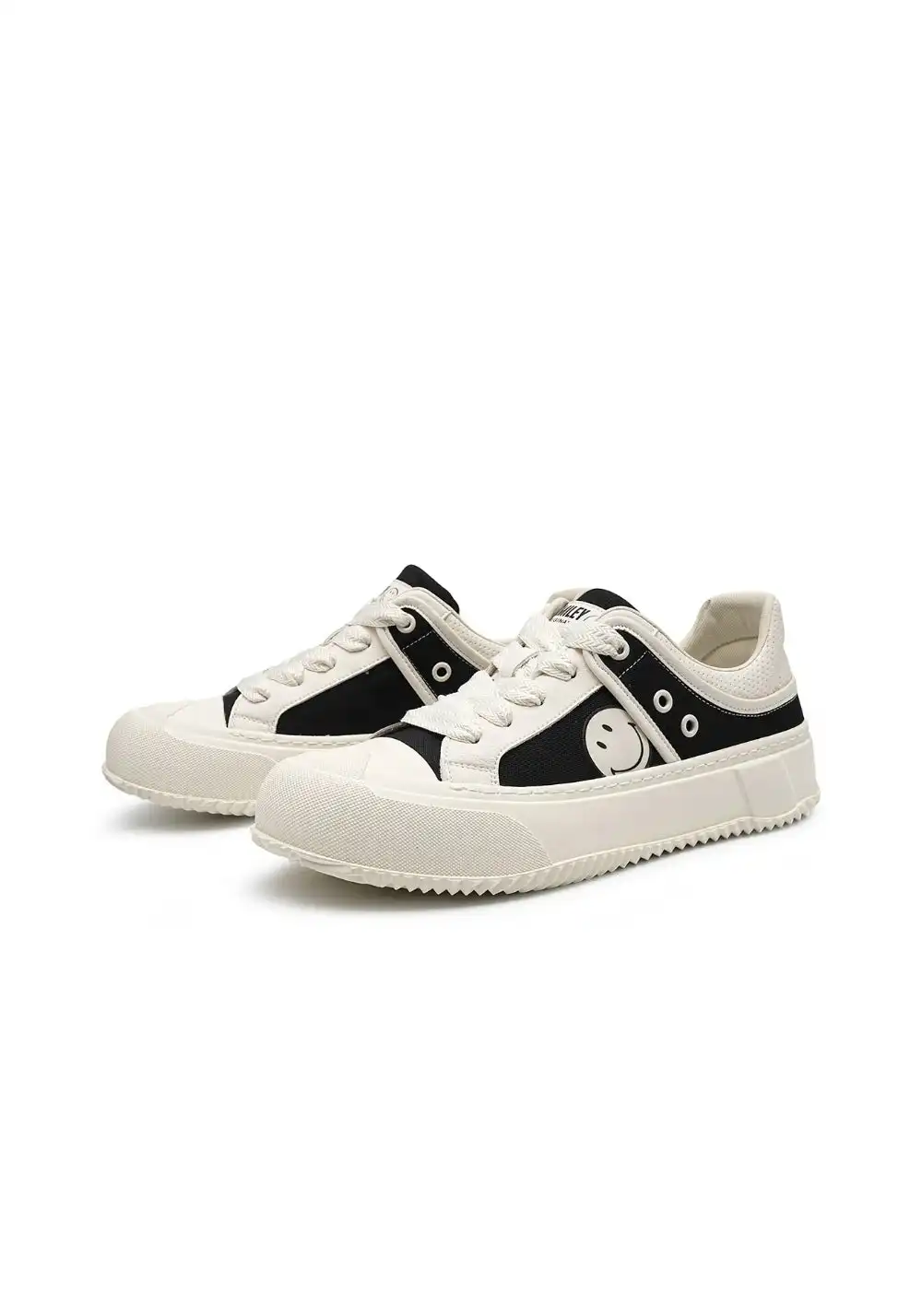 SMILEY丨Split Leather-Fabric Canvas Shoes