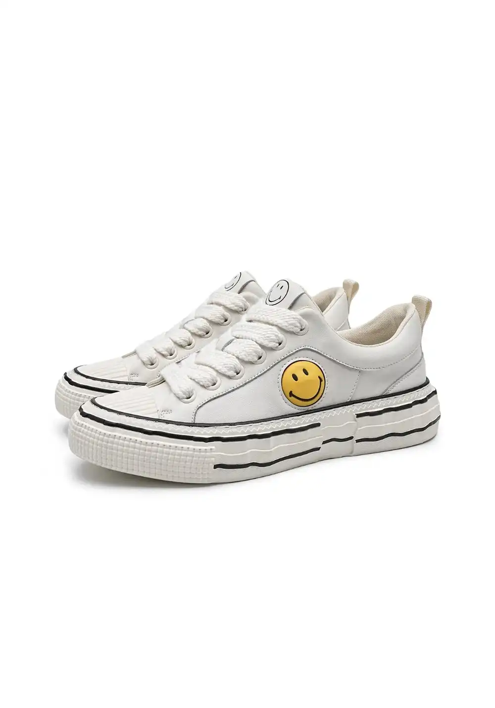 SMILEY丨Smiley Split Leather Canvas Shoes