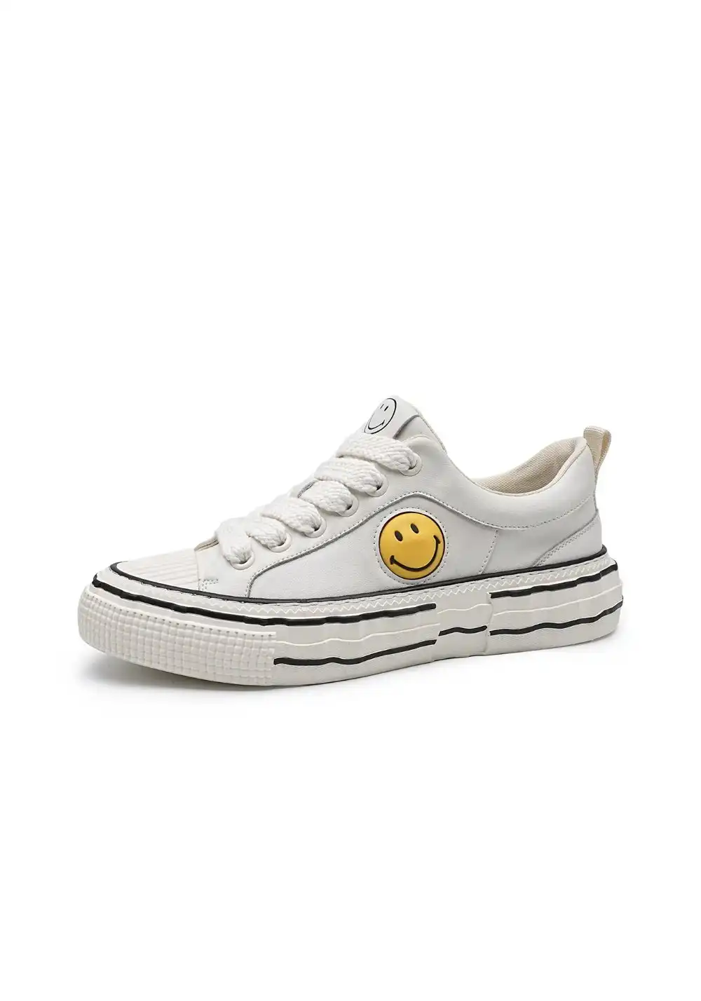 SMILEY丨Smiley Split Leather Canvas Shoes