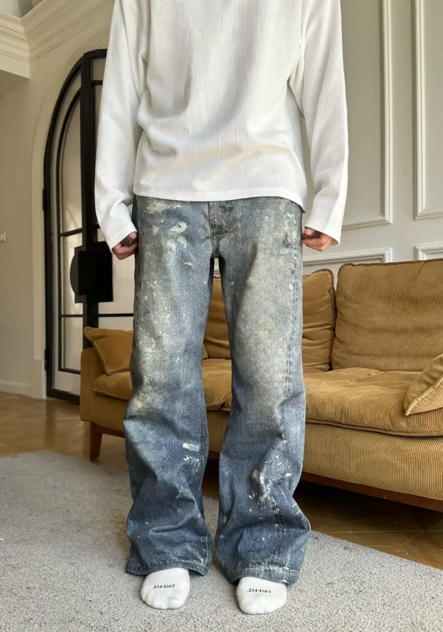 HAONANHUANG丨Ink-Stain Digital Wash Flare Jeans - 2