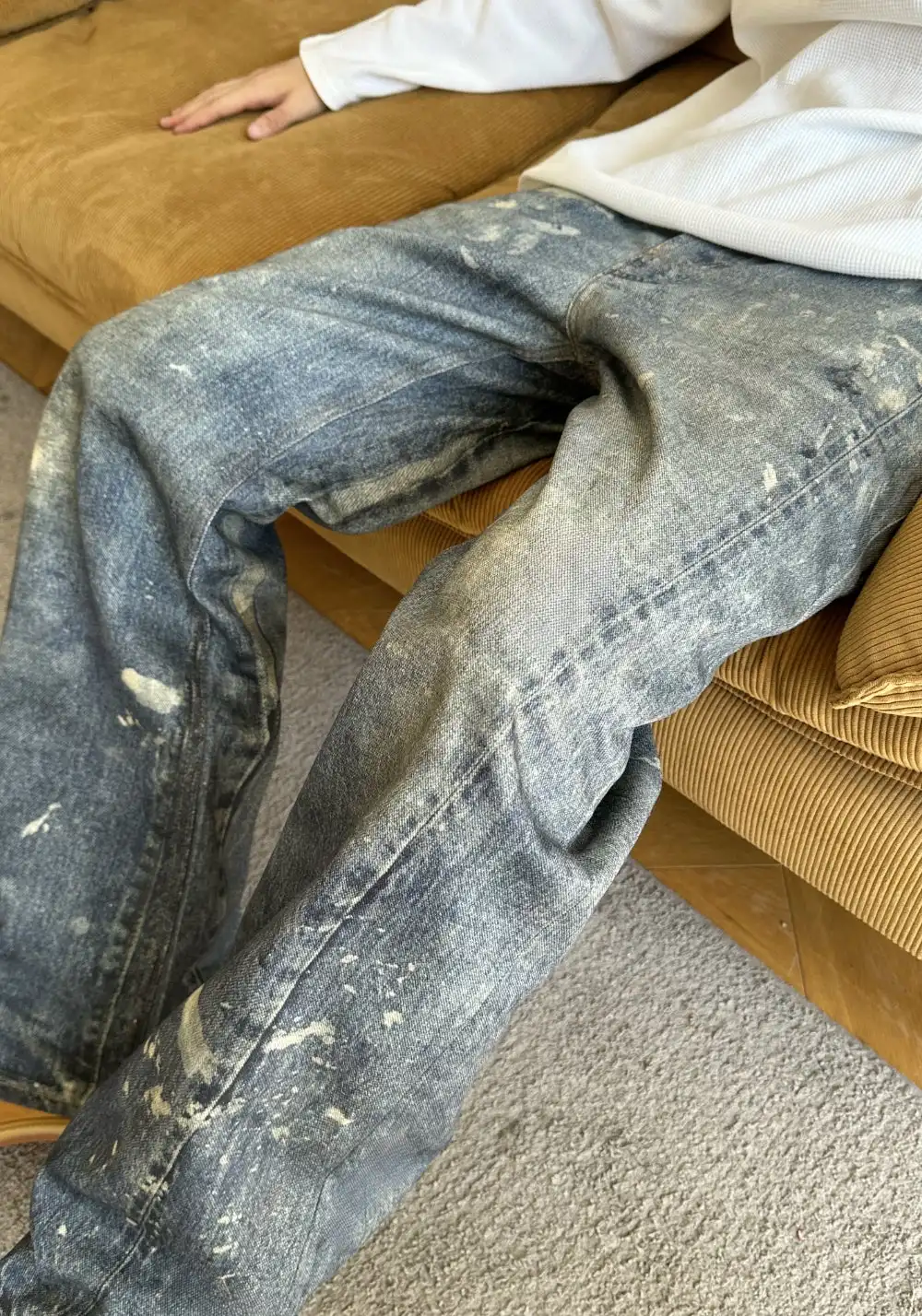 HAONANHUANG丨Ink-Stain Digital Wash Flare Jeans