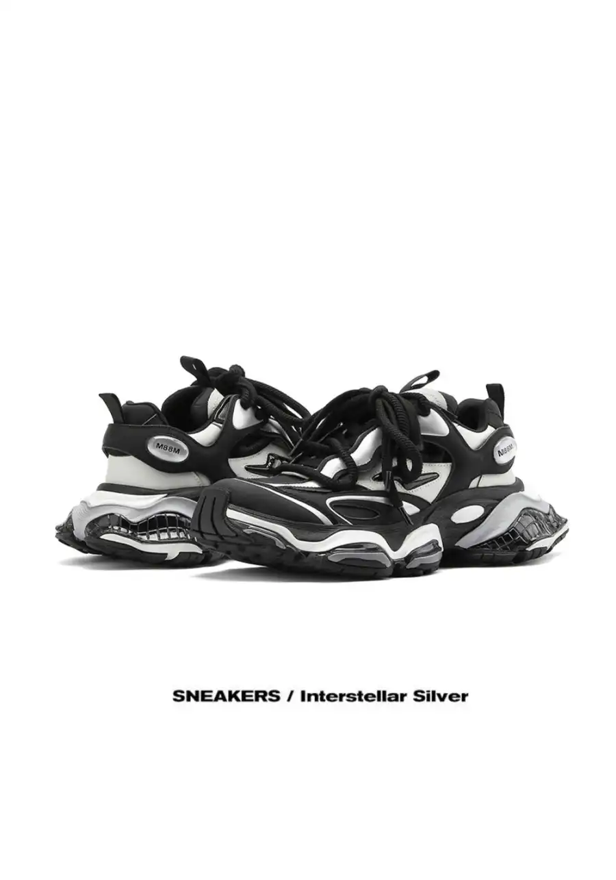 M88M丨Haoyue Chunky Dad Sneakers - Black & Silver - 4