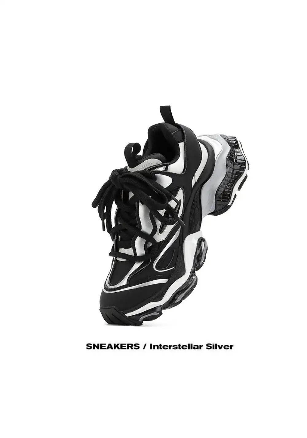 M88M丨Haoyue Chunky Dad Sneakers - Black & Silver