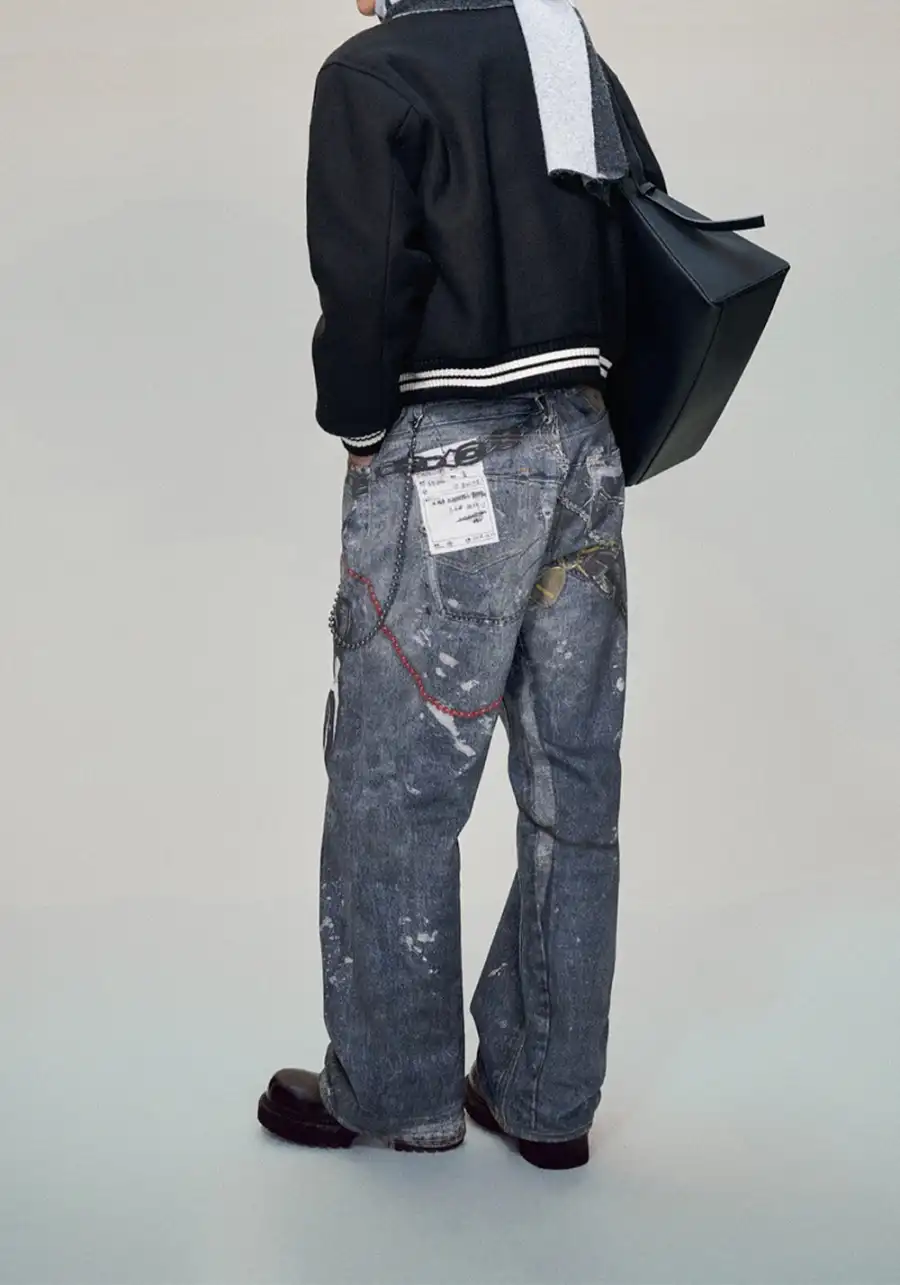 HAONANHUANG丨1981M Baggy Chain Jeans – Digital Print - 3