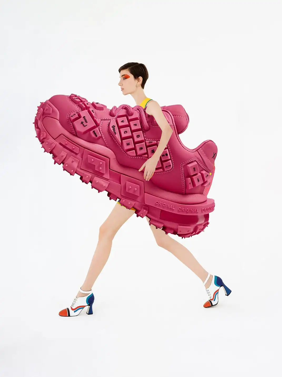 XMZY丨Chunky Keyboard Dad Sneakers -Pink&Red