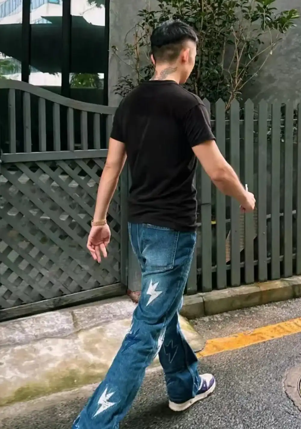 AMEXNOCAP丨Destroyed Lightning Flare Jeans (Ice Blue, Unisex)
