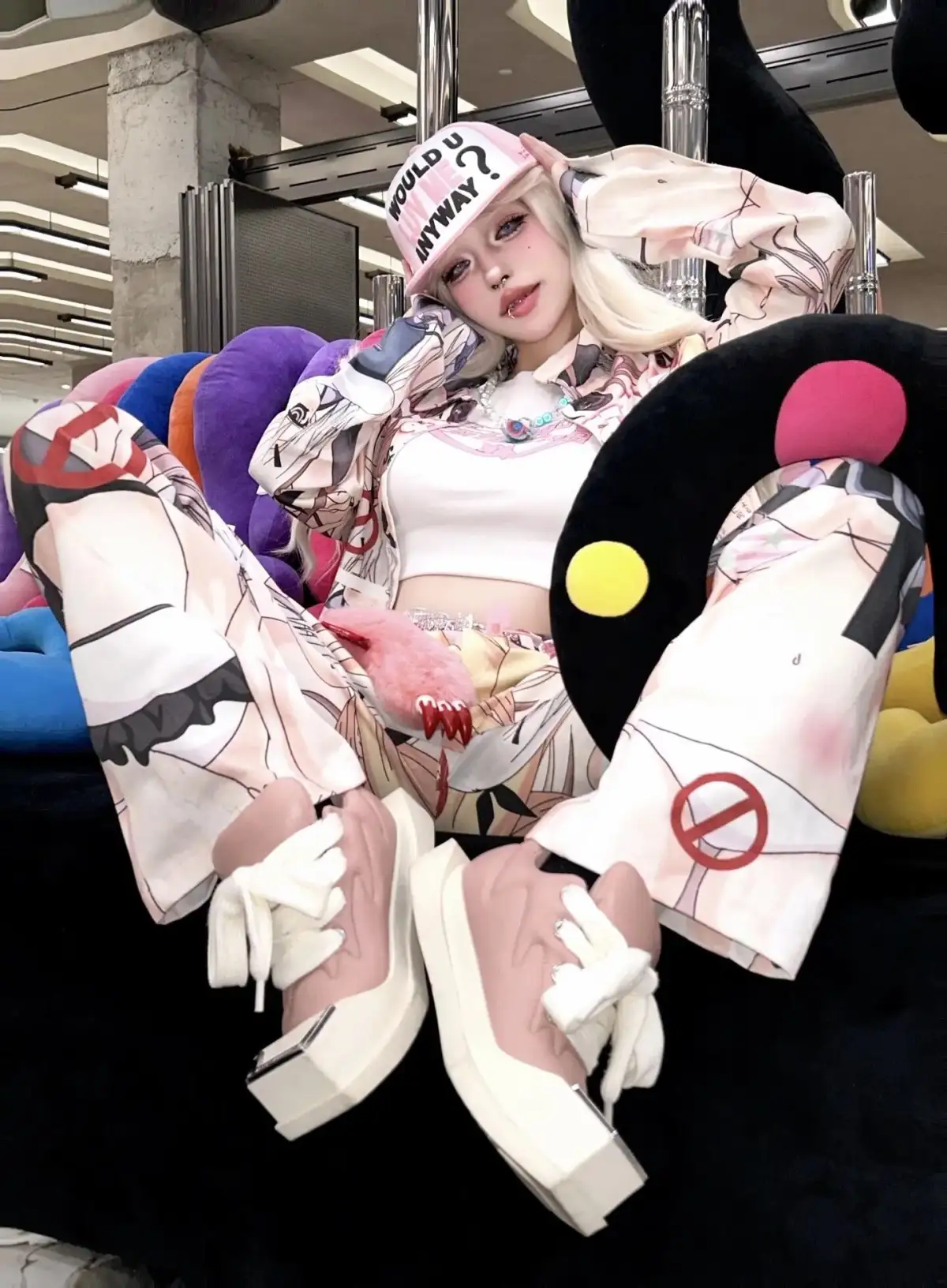 ANCIENT FOSSIL丨Square-Toe Chunky Sneakers (Pink, Women's)
