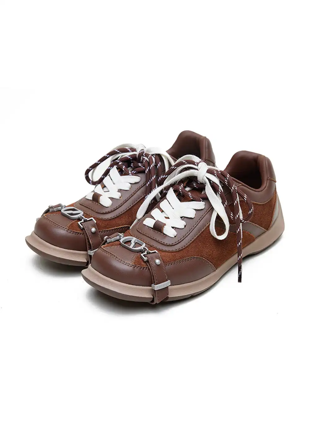 ABCICEY丨Trainer Retro German Lace-Up Sneakers (White&Panda&Brown)