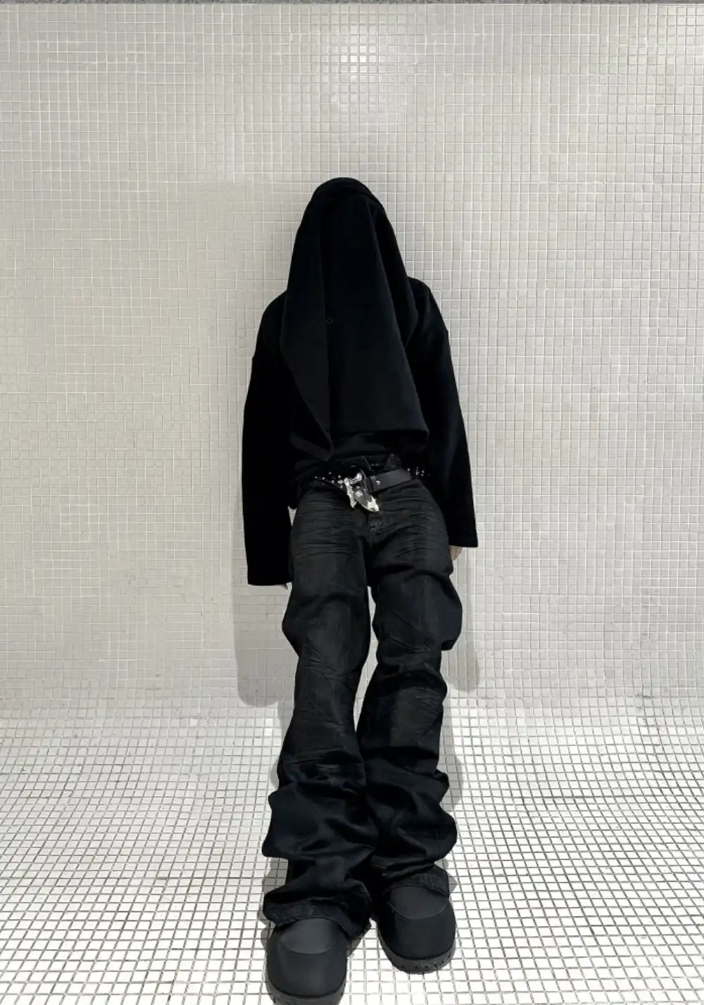GOJOYJINNI丨Gothic Metal-Waxed Flare Jeans