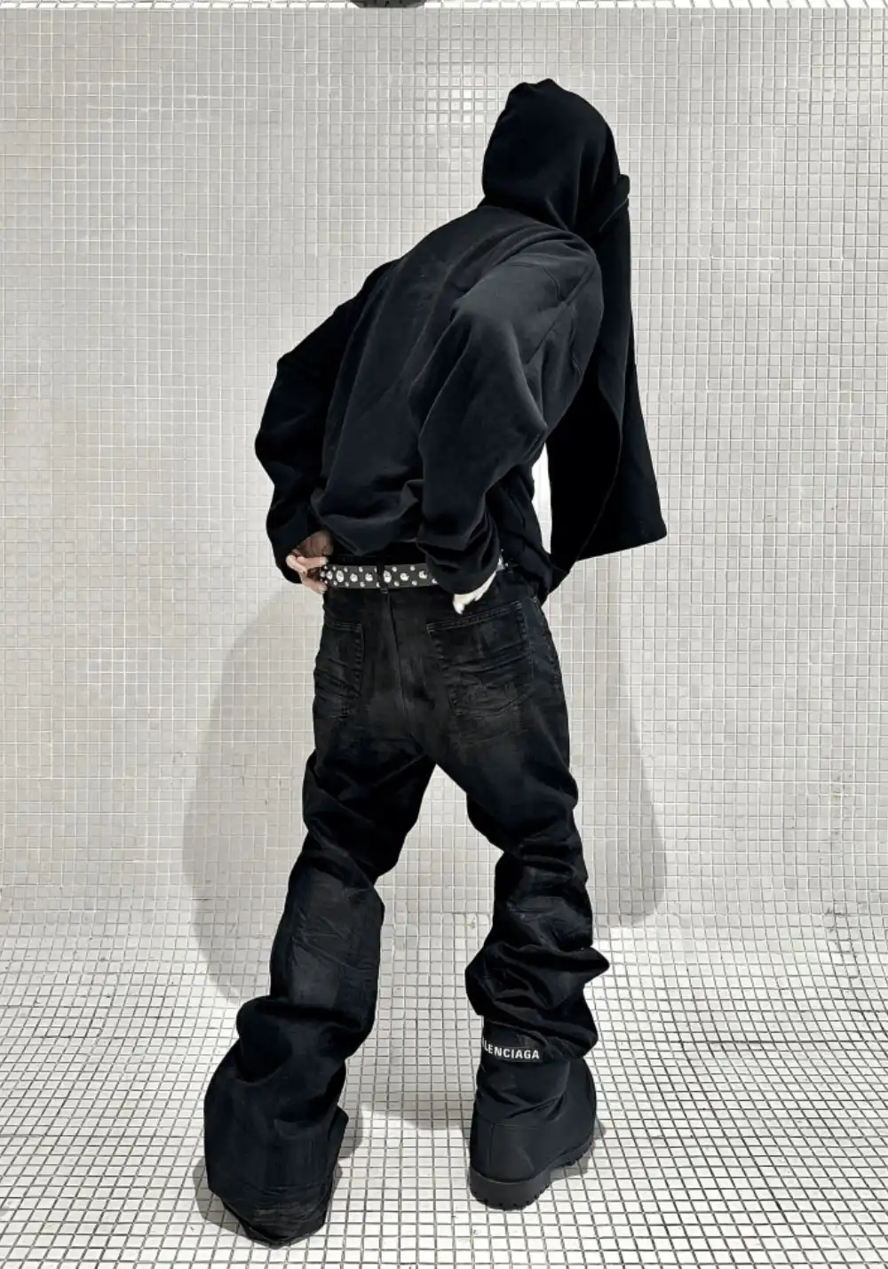 GOJOYJINNI丨Gothic Metal-Waxed Flare Jeans