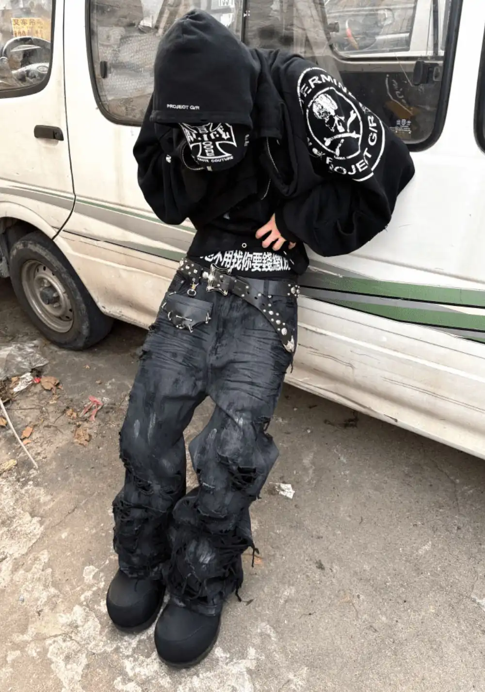 GOJOYJINNI丨Hand-Distressed Wide-Leg Jeans