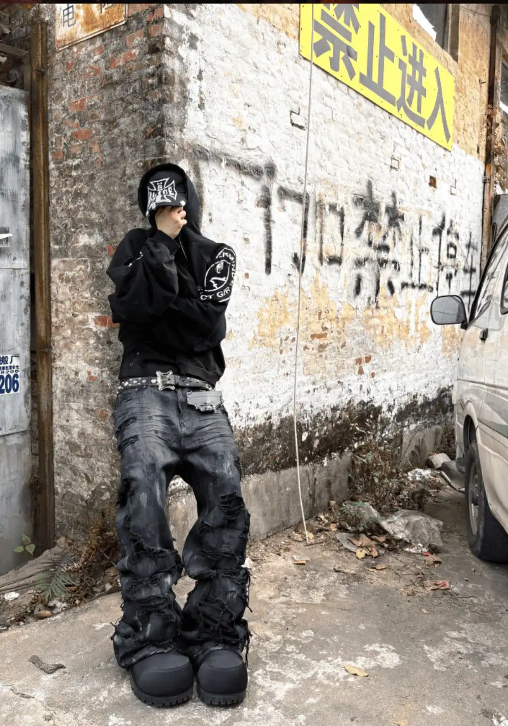 GOJOYJINNI丨Hand-Distressed Wide-Leg Jeans