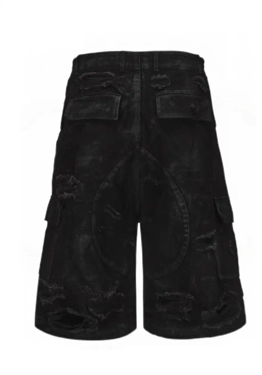 Disark│Waxed Destroyed Denim Shorts - 2