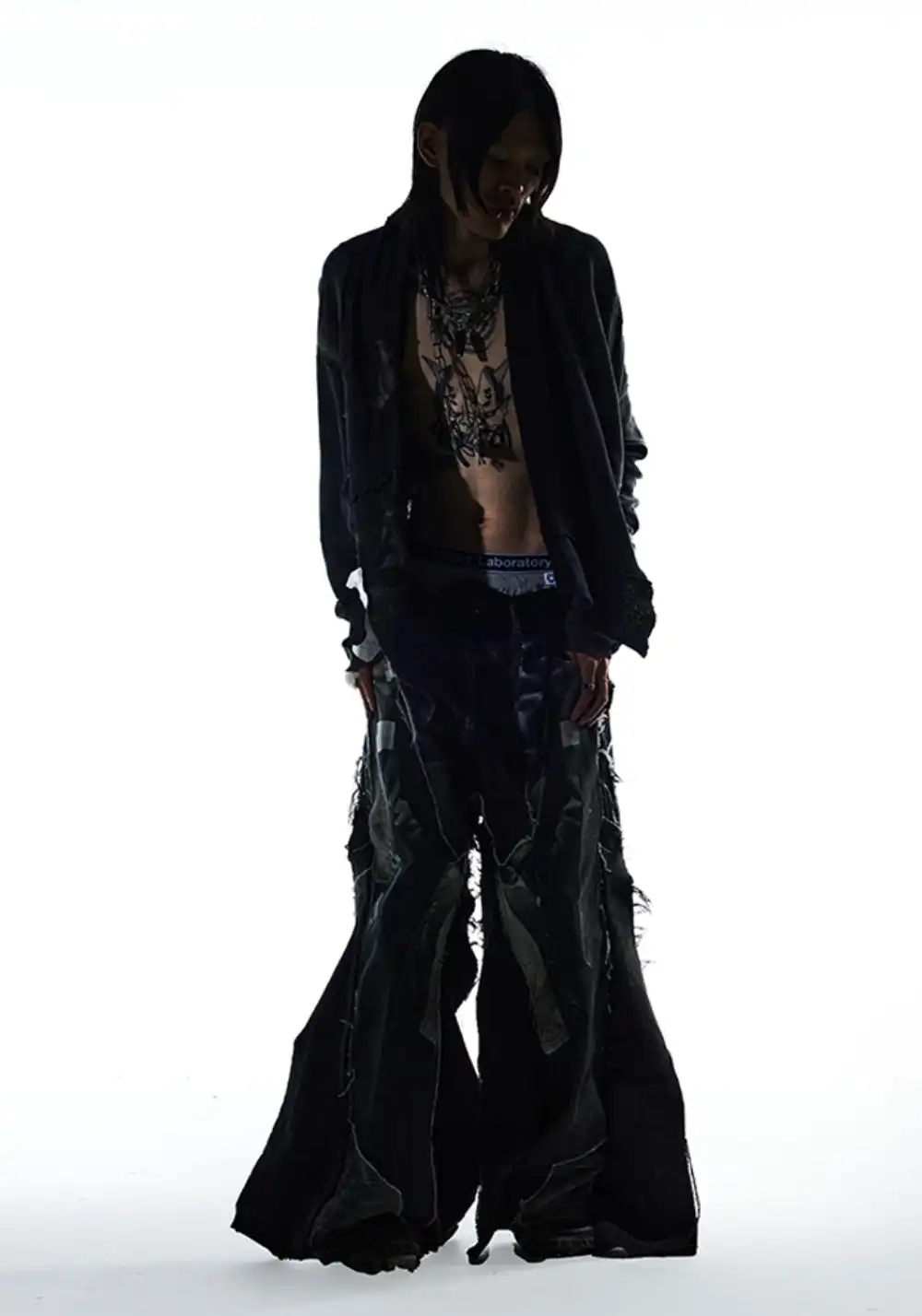 NIGHT LAB丨Vampire Washed Patchwork Wide-Leg Jeans