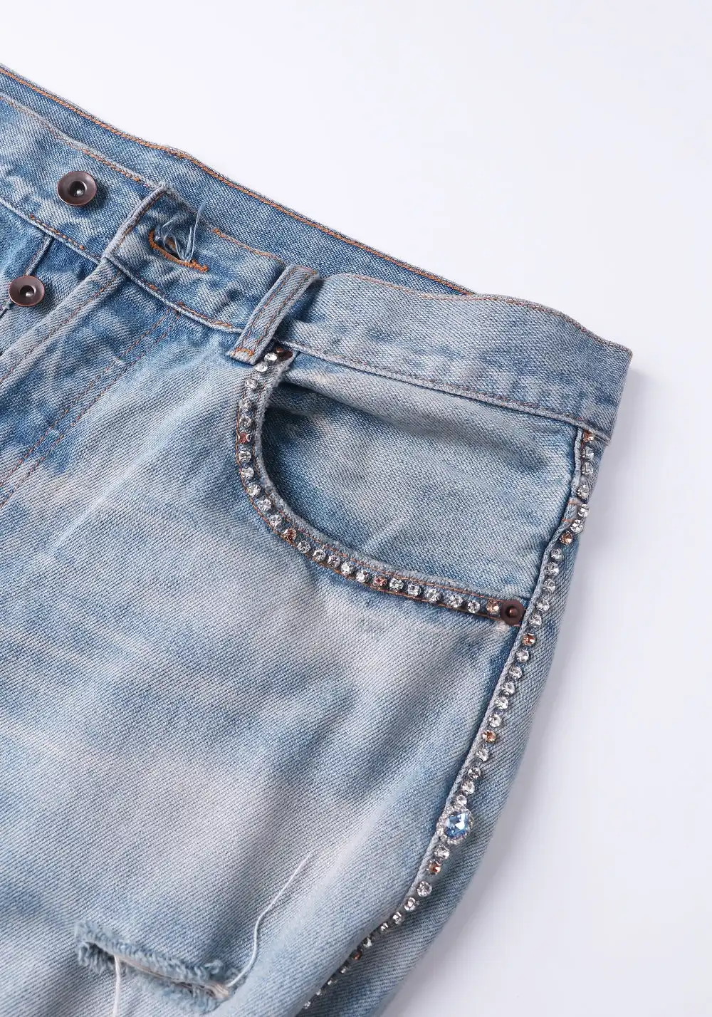 NOIDEA丨Destroyed Wide-Leg Jeans (Ice Wash, Flared)