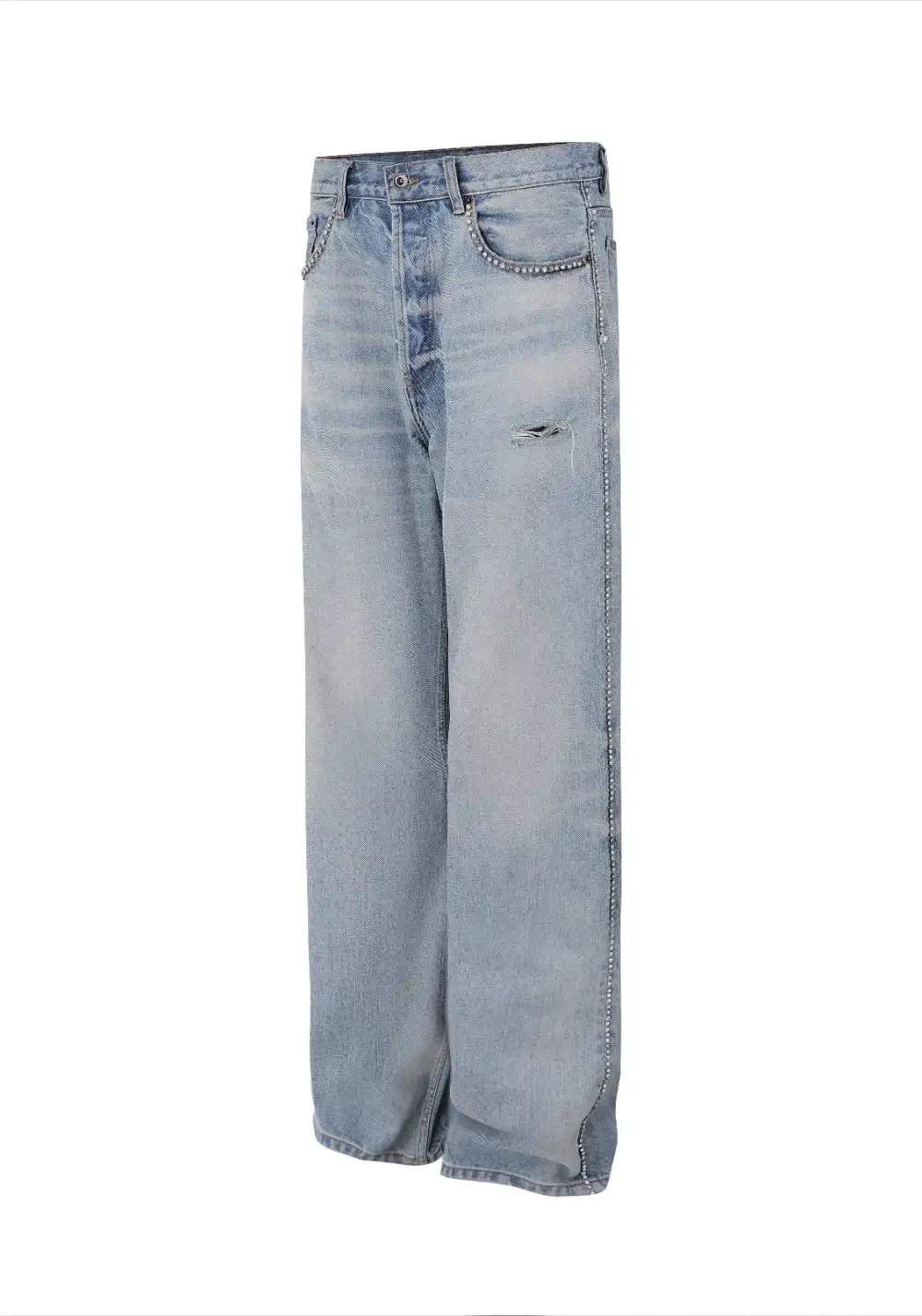 NOIDEA丨Destroyed Wide-Leg Jeans (Ice Wash, Flared)