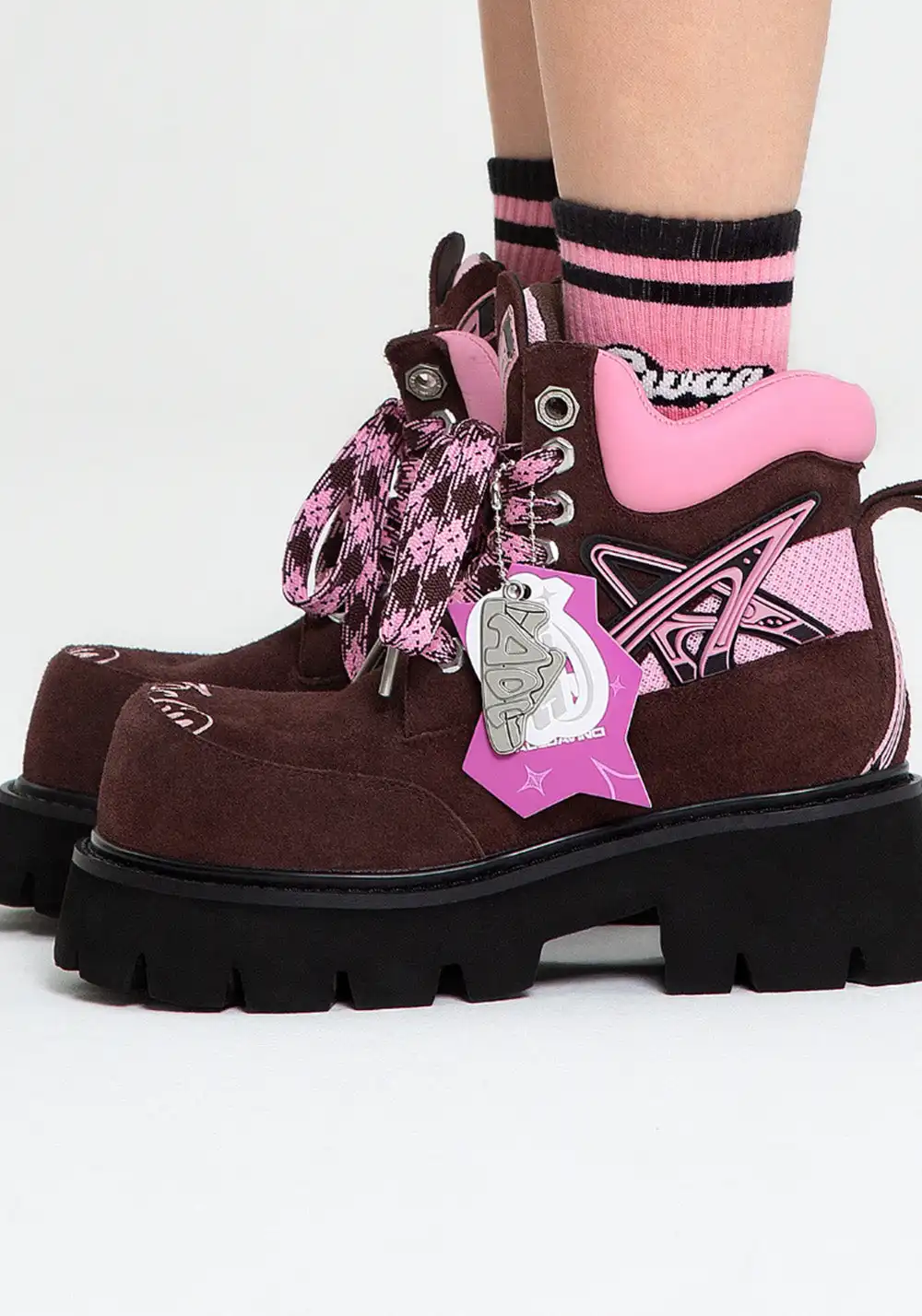 ADC丨Stardust Cat-Ear Black Boots-Purple