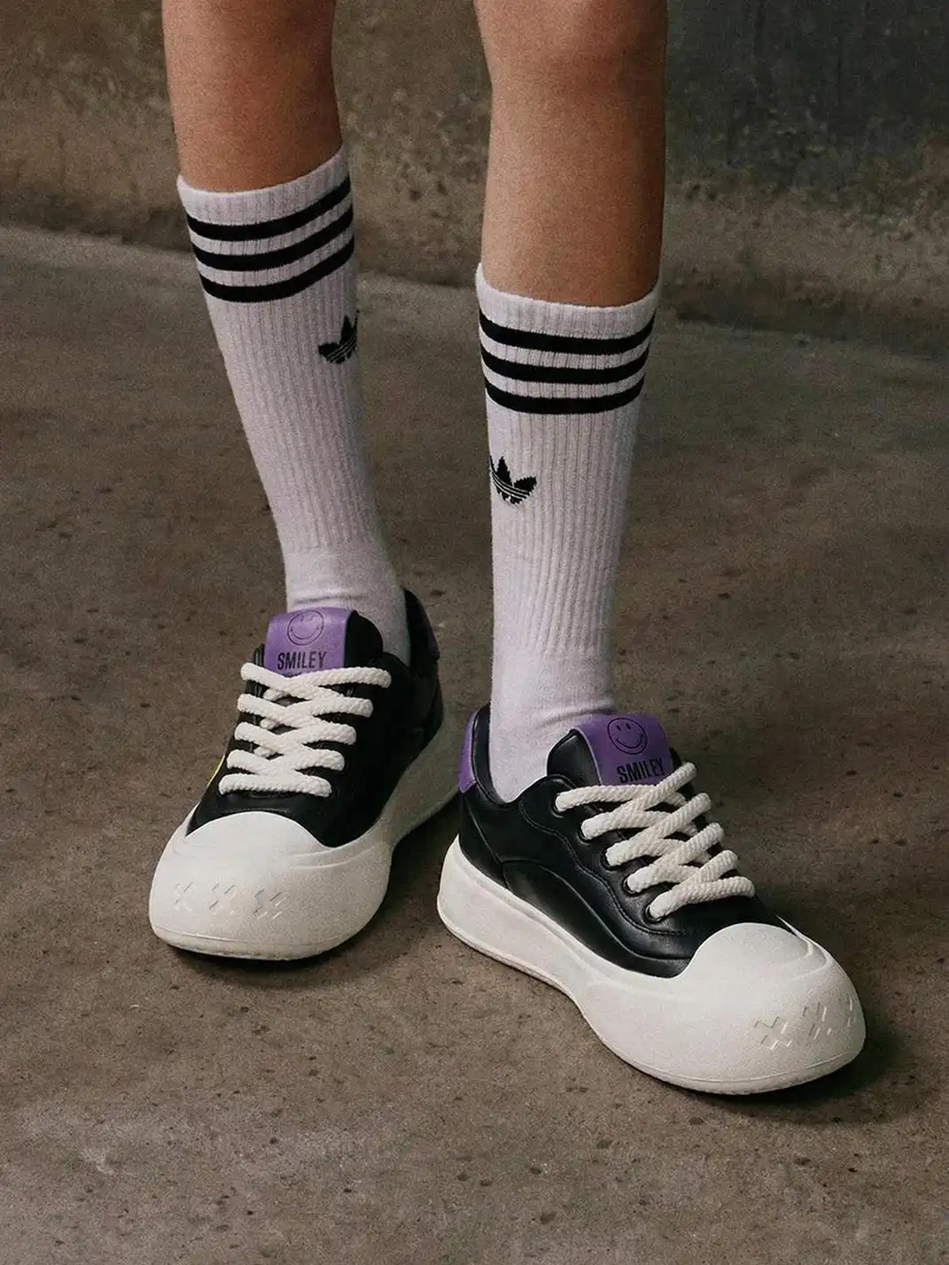 SMILEY丨Split Leather French Smiley Slip-Ons (Low-Top)