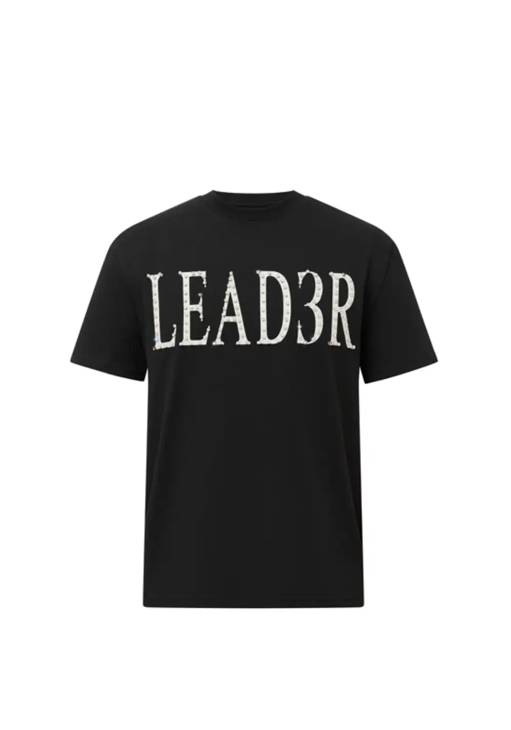 NOIDEA丨Fitted Cotton Tee (Hand-Studded Letter Print)