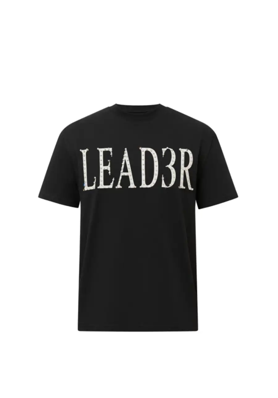 NOIDEA丨Fitted Cotton Tee (Hand-Studded Letter Print) - 4