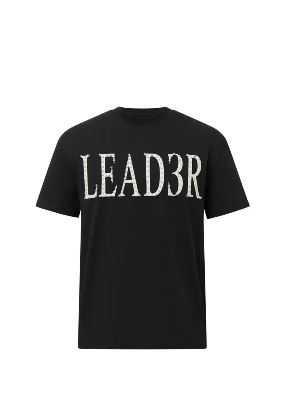 NOIDEA丨Fitted Cotton Tee (Hand-Studded Letter Print)