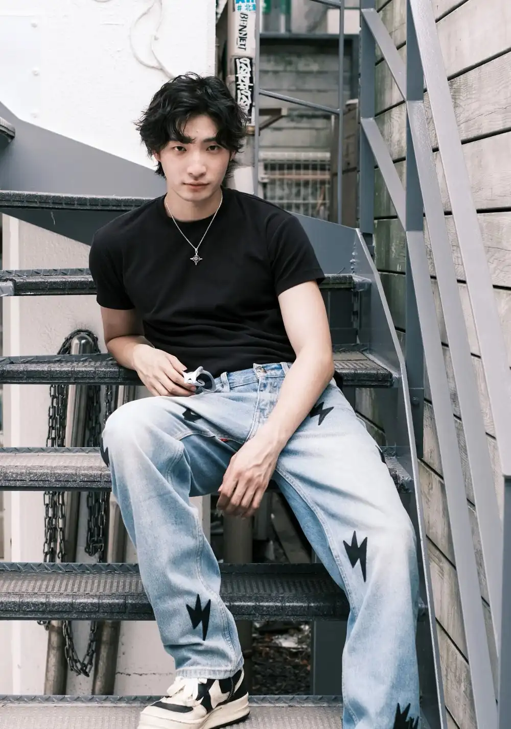 AMEXNOCAP丨Black Lightning Washed Jeans