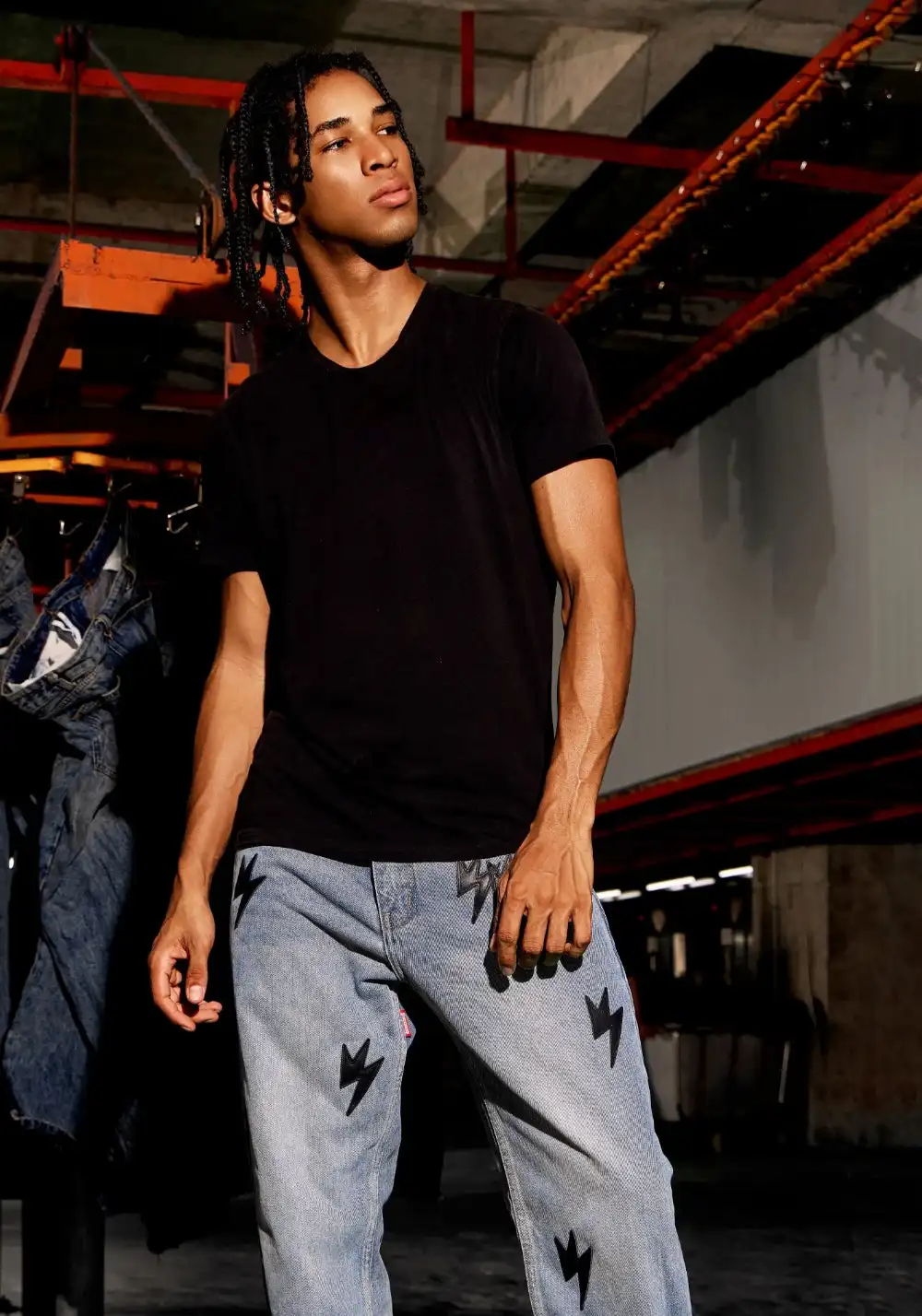 AMEXNOCAP丨Black Lightning Washed Jeans